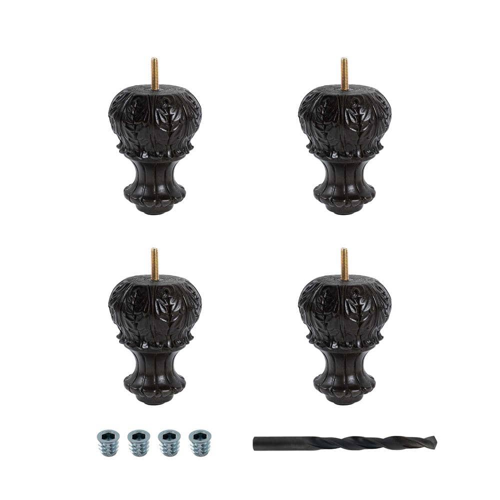 4-3/4 in. x 3-1/2 in. Stained Espresso Solid Hardwood Round Sofa Leg (4-Pack) price history on PriceWatchPro
