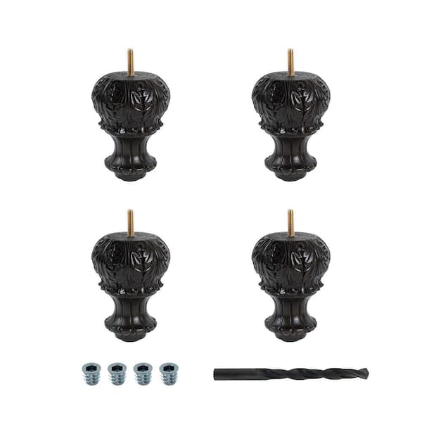 American Pro Decor 4-3/4 in. x 3-1/2 in. Stained Espresso Solid Hardwood Round Sofa Leg (4-Pack)