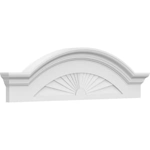 40-in W x 11-in H x 2-1/2-in P Segment Arch W/Flankers Sunburst Signature Urethane Pediment, Primed Tan