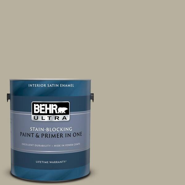 BEHR ULTRA 1 gal. #UL190-7 Saturn Gray Satin Enamel Interior Paint and Primer in One