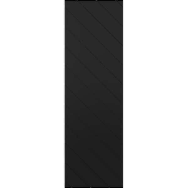 Ekena Millwork 15 in. W x 42 in. H True Fit PVC Diagonal Slat Modern Style Fixed Mount Board and Batten Shutters Black