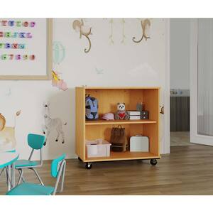36 in. H Open Single Sided Mobile Locker Nursery Classroom Bookcase, Write-On/Wipe-Off Back, Adjustable Shelves, (Maple)