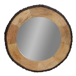 Benton 30.5 in. W x 30.5 in. H Round Wood Frame Rustic Wall Mirror