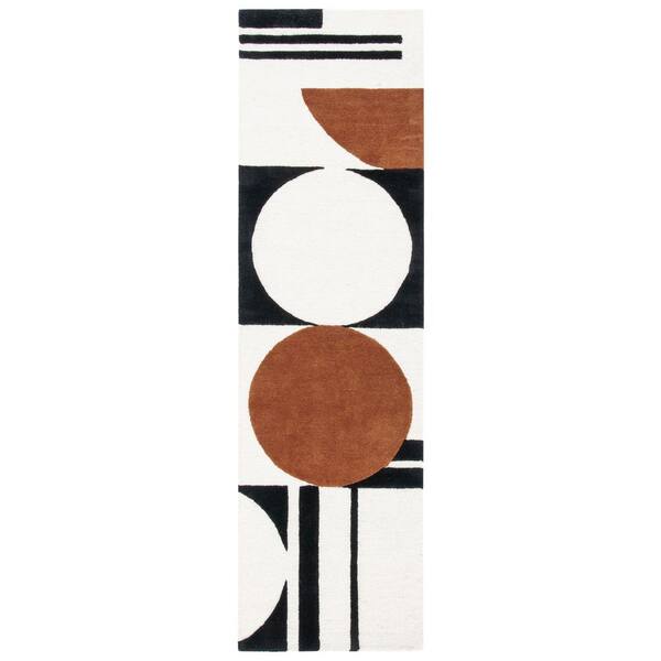 Rodeo Drive 2 ft. x 10 ft. Ivory/Black Geometric Runner Rug
