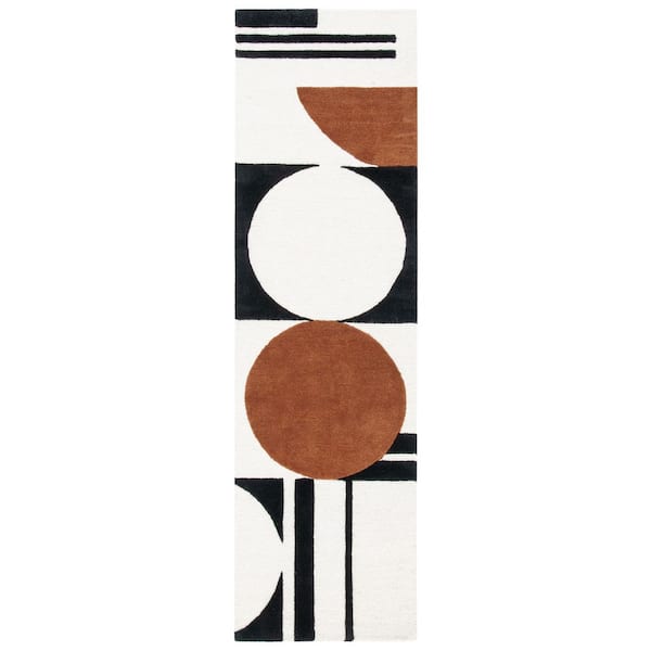 Rodeo Drive 2 ft. x 6 ft. Ivory/Black Geometric Runner Rug