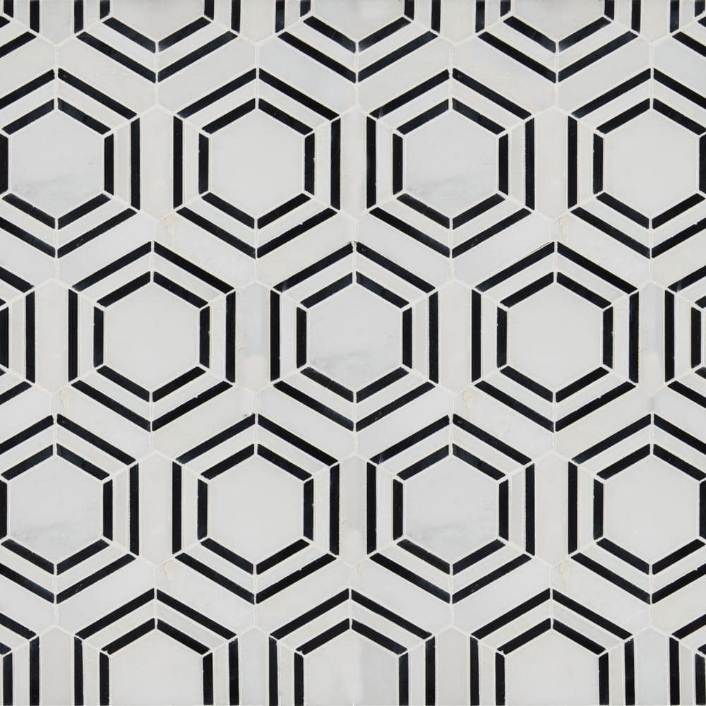 Take Home Tile Sample-Georama Nero 4 in. x 4 in. x 10 mm Polished Marble Mosaic Tile price history on PriceWatchPro