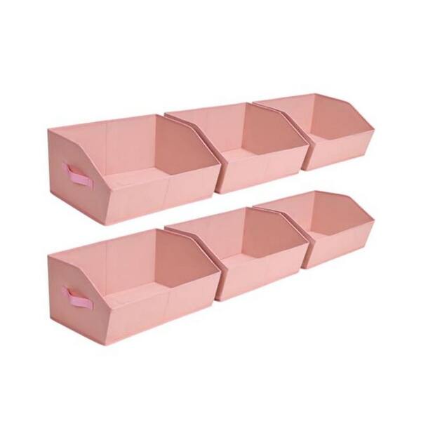 Storage Pink 16. 53in x 7. 87in Fabric Bin Decorative Basket Set of 6