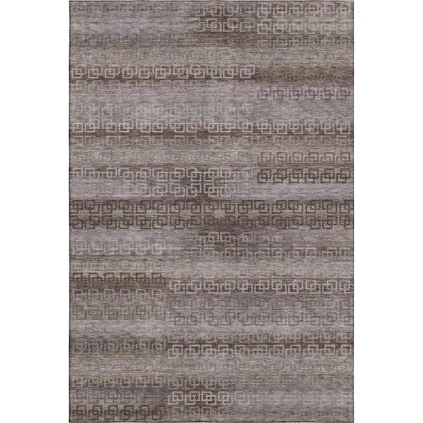 Mayfield Premium Machine Washable Abstract AMF2029 Chocolate 3 ft. x 5 ft. Area Rug