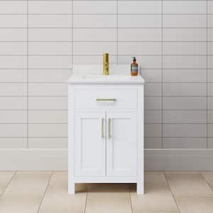 Beckett 24 in. W x 22 in. D x 35 in . H Single Bath Vanity in White with Carrara Cultured Marble Top