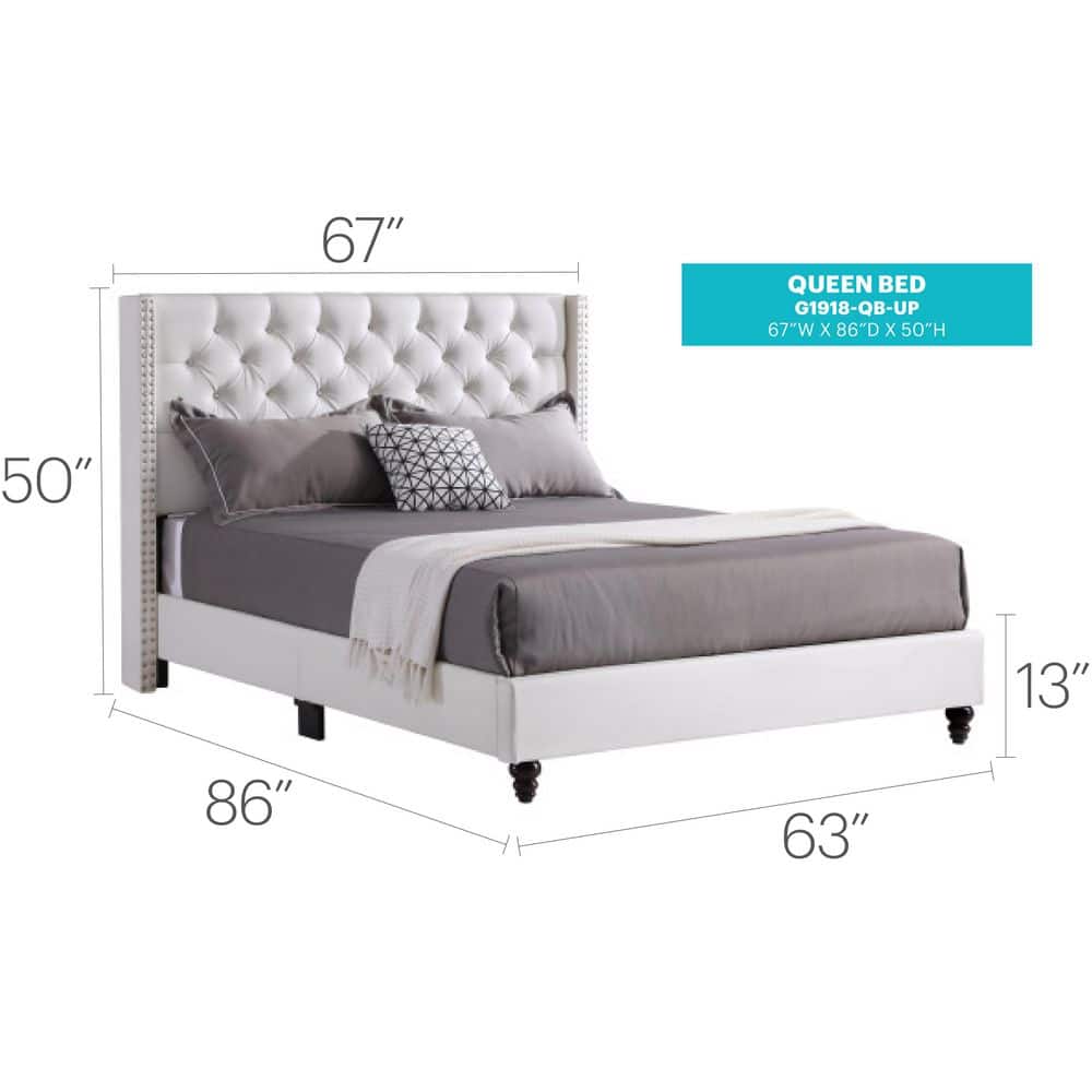 Elegant Queen Velvet Upholstered Bed with Diamond Tufting and Nailhead Trim