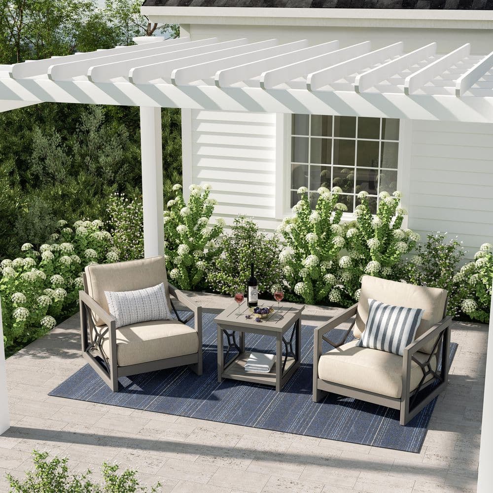 Marindo 3-Piece Aluminum Outdoor Conversation Set with Echo Dune Sunbrella Cushions price history on PriceWatchPro