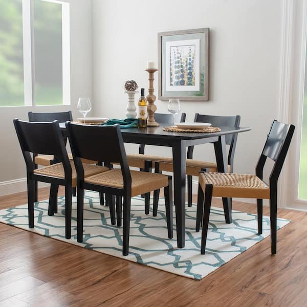 Linon Home Decor Marlene Black 7-Piece Wood top Dining Set