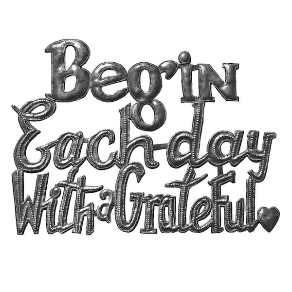 Global Craft Indoor/Outdoor Begin Each Day Inspirational Haitian Steel Drum Wall Art