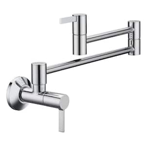 Euro Collection Wall Mount Kitchen Pot Filler Faucet in Rust Resist in Polished Chrome