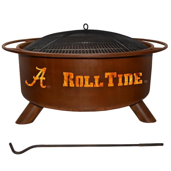 Round Steel Wood Burning Rust Fire Pit, Crossfire Fire Pit With Cooking Grates