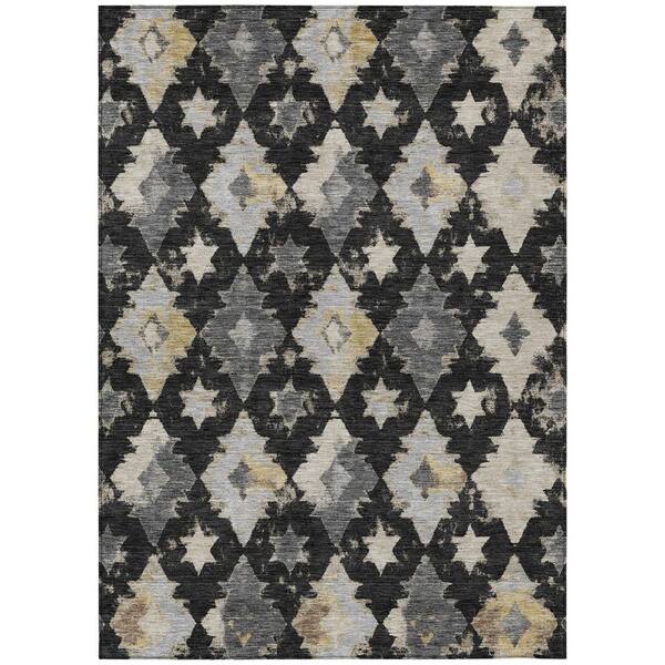 Chantille Machine Washable Indoor/Outdoor Abstract ACN3062 Black 10 ft. x 14 ft. Area Rug