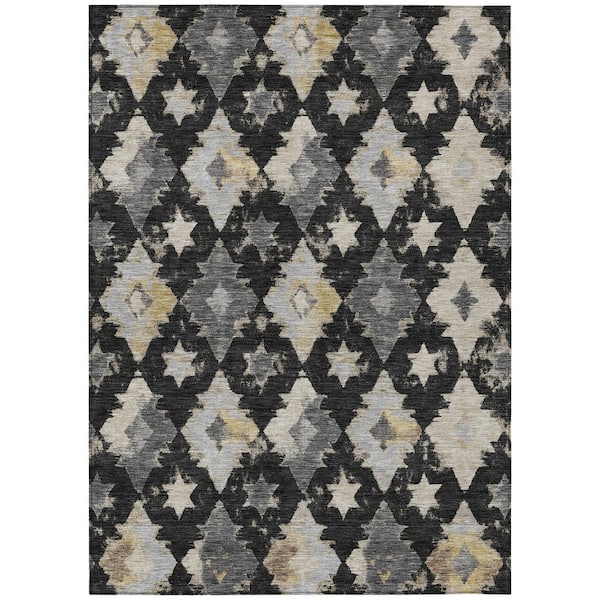 Chantille Machine Washable Indoor/Outdoor Abstract ACN3062 Black 5 ft. x 7 ft. 6 in. Area Rug