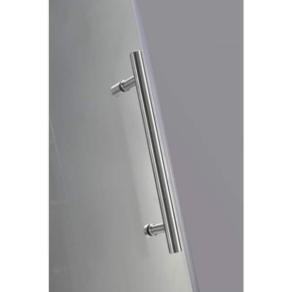 Nautis 60 in. x 72 in. Frameless Hinged Shower Door in Stainless Steel with Clear Glass