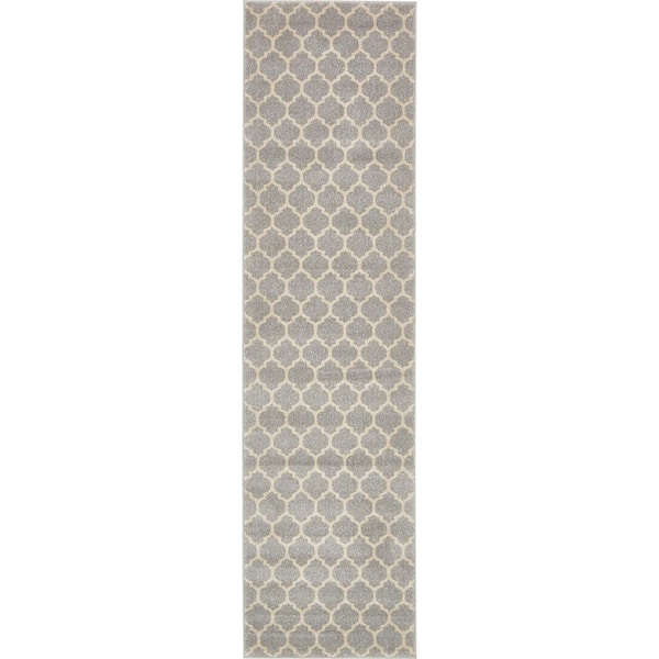 Trellis Philadelphia Light Gray/Beige 2 ft. x 7 in. x 10 in. Runner Rug