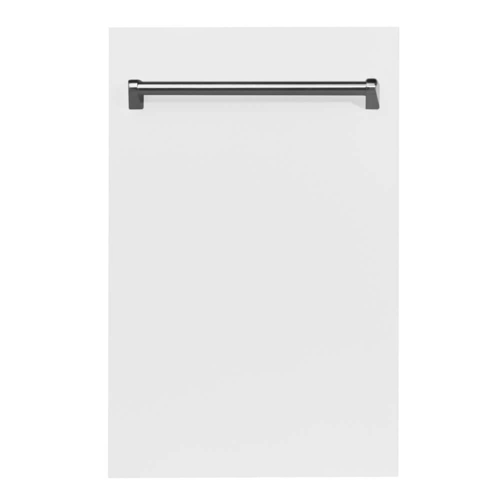 ZLINE Kitchen and Bath 18 in. Top Control 6-Cycle Compact Dishwasher with 2 Racks in White Matte and Traditional Handle