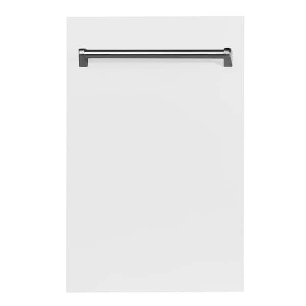 ZLINE Kitchen and Bath 18 in. Top Control 6-Cycle Compact Dishwasher with 2 Racks in White Matte and Traditional Handle