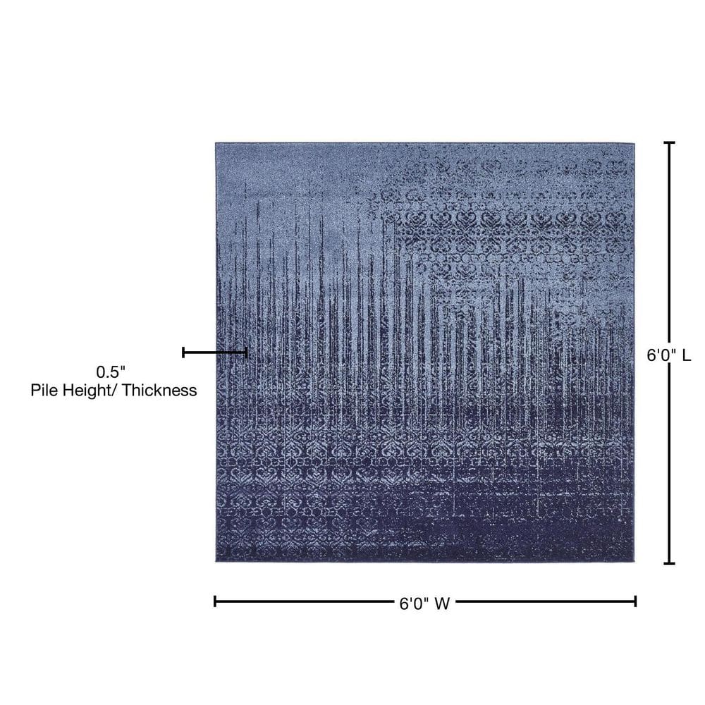 Modern Indigo Square Synthetic Tufted Rug - Easy Care & Stain-Resistant