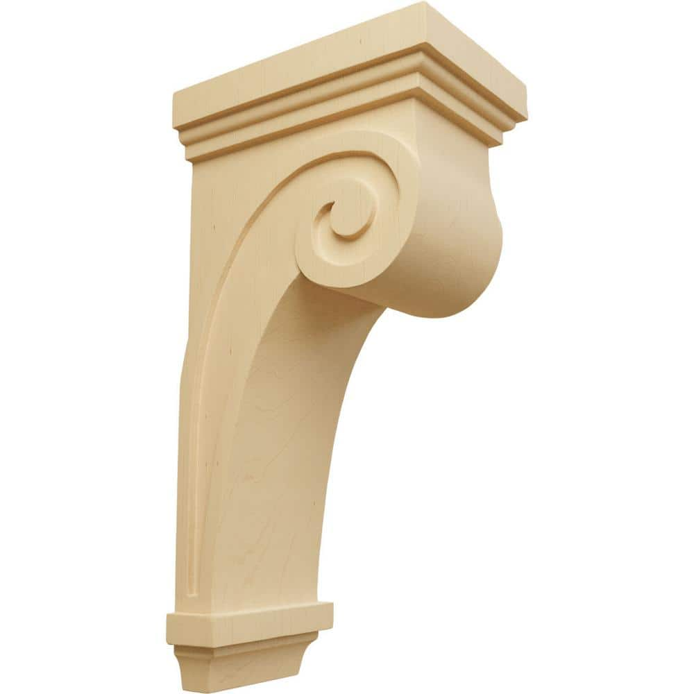 Ekena Millwork 8-1/4 in. x 5-1/2 in. x 16 in. Unfinished Wood Alder Scroll Corbel