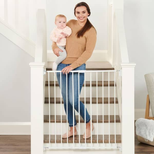 36 in. Extra Tall Top of Stairs Baby Gate, Hardware Mounted, White