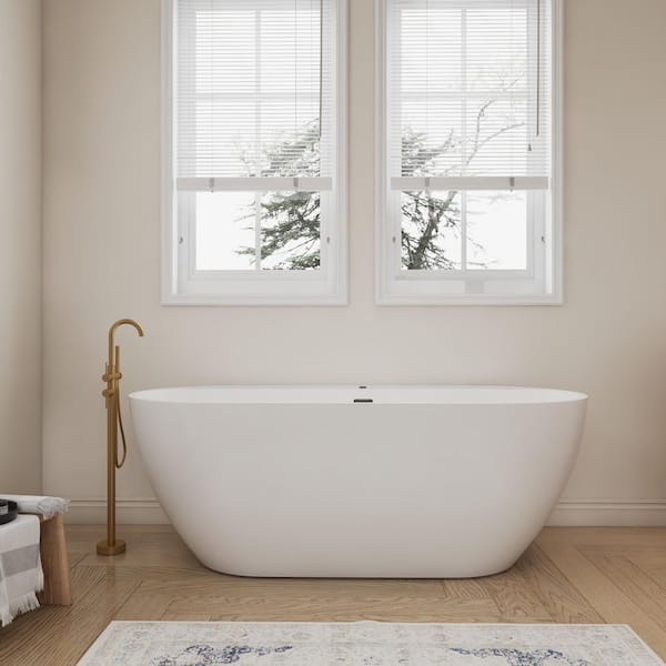 67 in. x 31.5 in. Soaking Acrylic Whirlpool Massage Bathtub with Center Drain in White