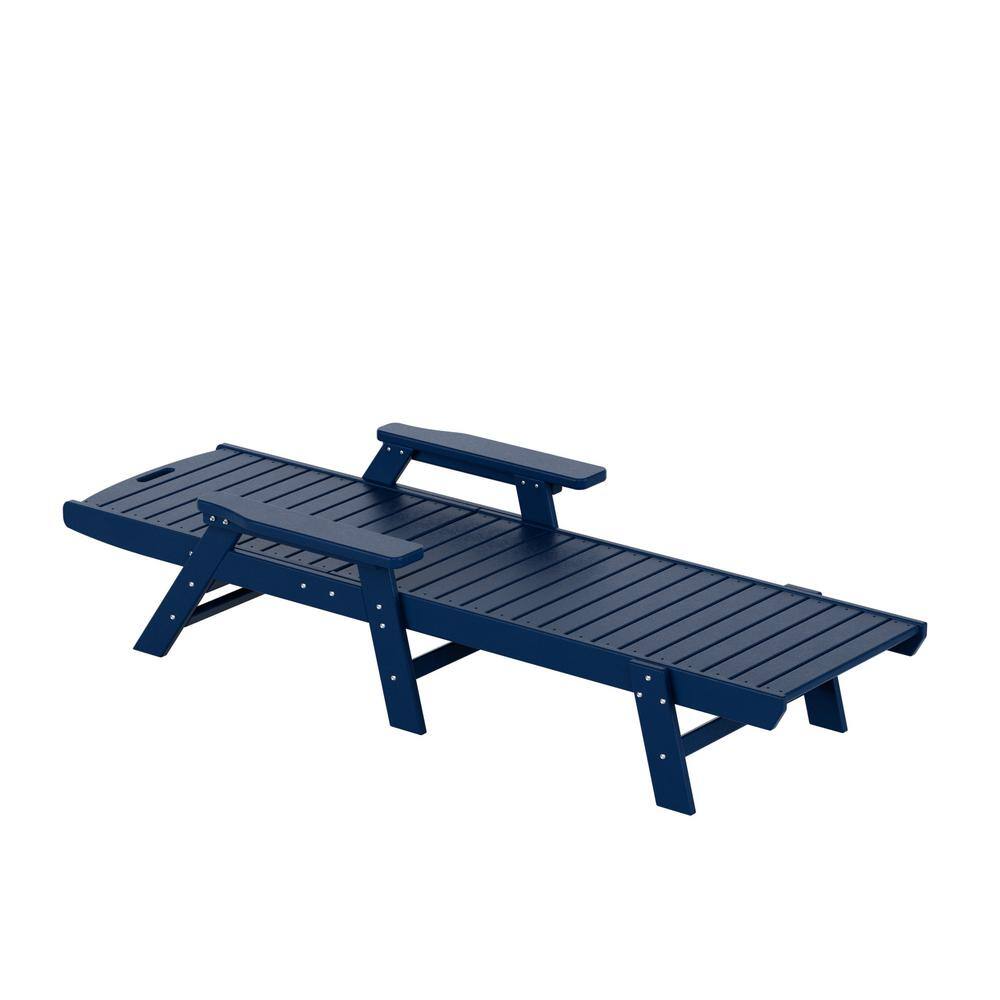 Laguna White HDPE Outdoor Patio Reclining Chaise Lounge Set with Side Table