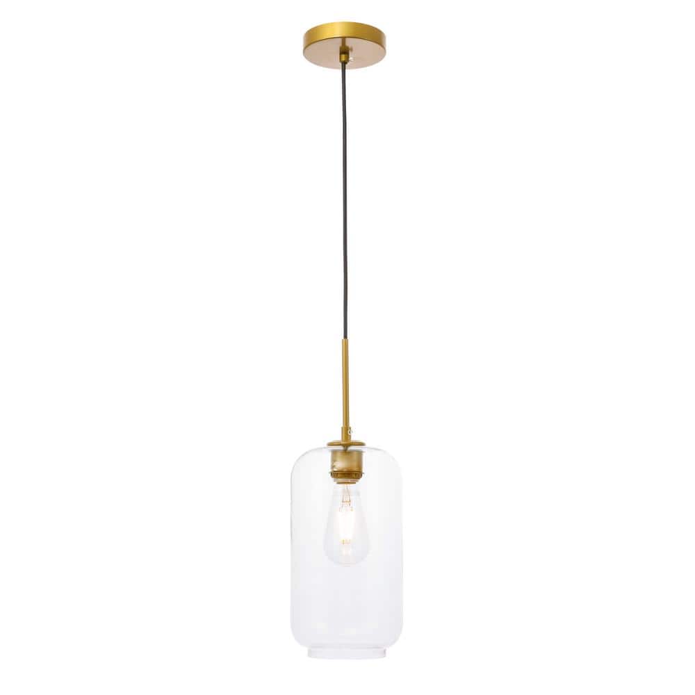 Timeless Home Conor 1-Light Brass Pendant with Clear Glass Shade