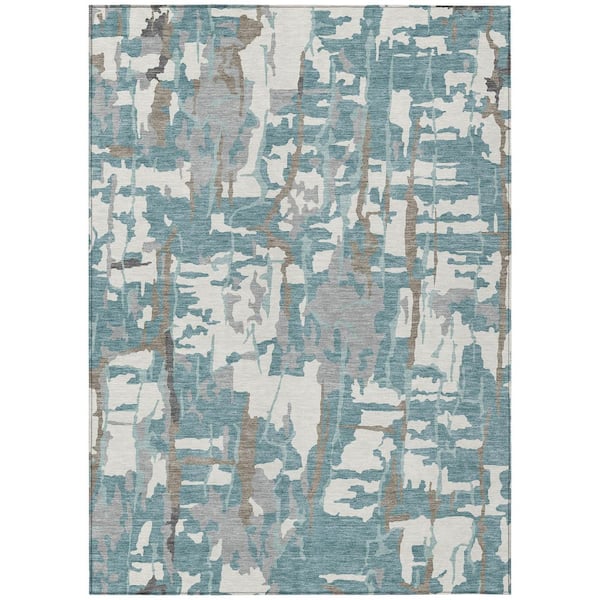 Chantille Machine Washable Indoor/Outdoor Abstract ACN2972 Teal 10 ft. x 14 ft. Area Rug