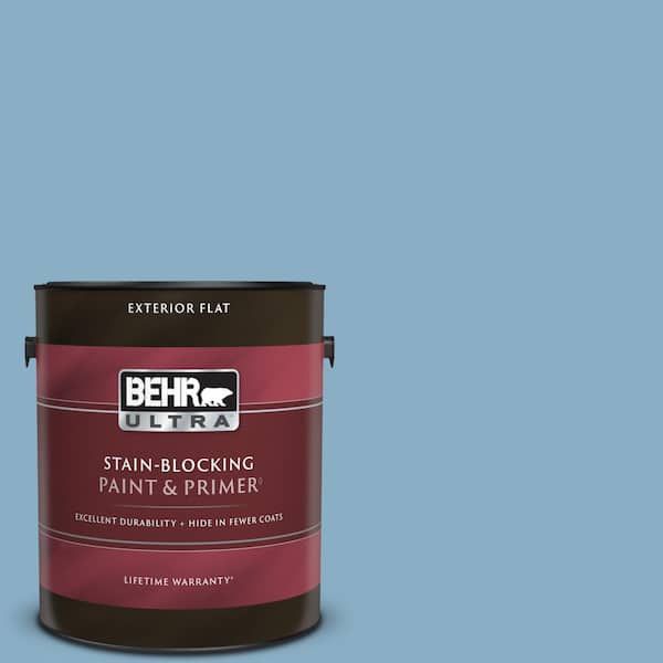 BEHR ULTRA 1 gal. #S500-4 Chilly Blue Flat Exterior Paint & Primer
