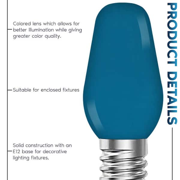 LUXRITE 0.5-Watt C7 LED Blue Replacement String Light Bulb