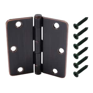 3-1/2 in. x 1/4 in. Radius Brushed Oil-Rubbed Bronze Door Hinge Value Pack (48-Pack)