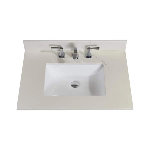 Altair 31 in. W Composite Stone Single Basin Vanity Top in Milano White with White Basin