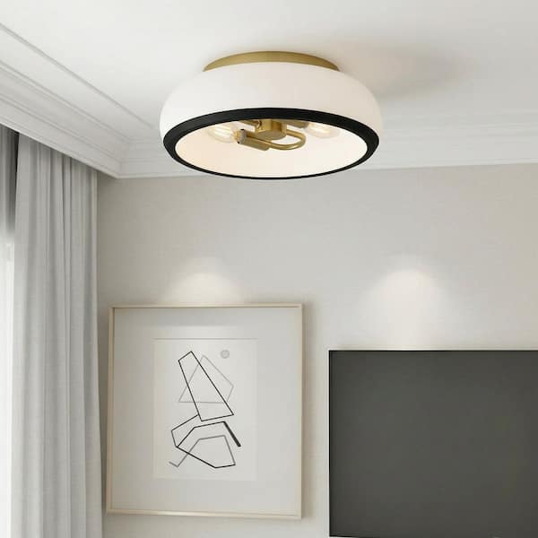 Home Decorators Collection Peek 13 in. 2-Light Gold Flush Mount with ...