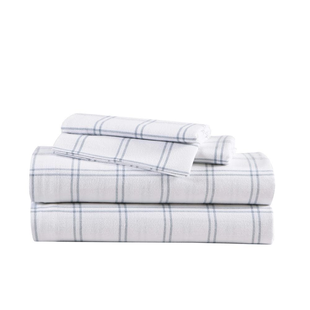 Westridge Plaid 4-Piece Blue Cotton Flannel King Sheet Set price history on PriceWatchPro