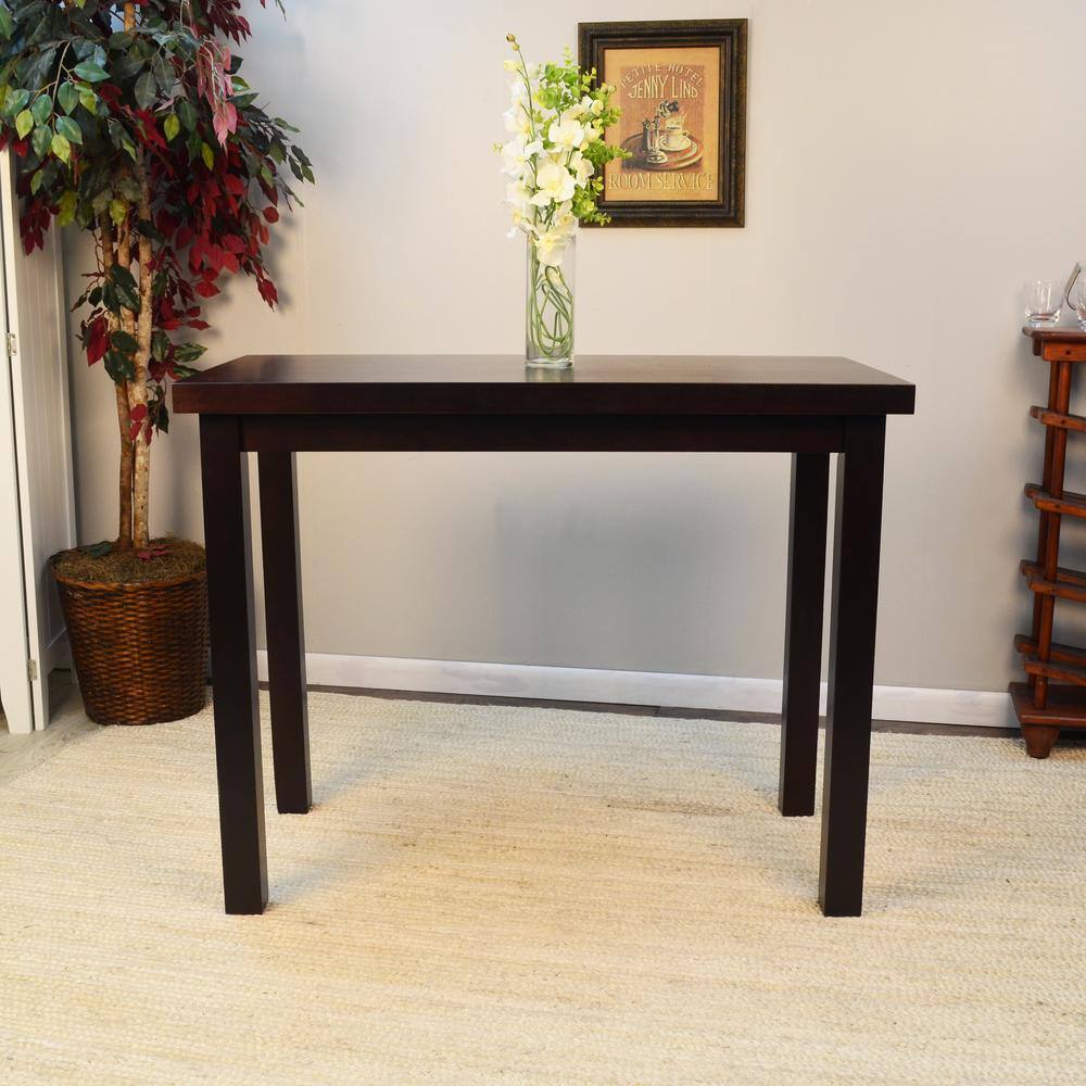 Espresso Wood Counter Height Bar Table with Thick Top