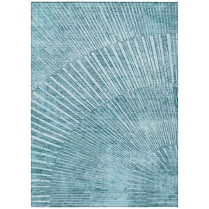 Chantille ACN542 Teal 2 ft. 6 in. x 3 ft. 10 in. Machine Washable Indoor/Outdoor Geometric Area Rug