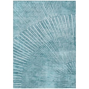 Chantille ACN542 Teal 8 ft. x 10 ft. Machine Washable Indoor/Outdoor Geometric Area Rug