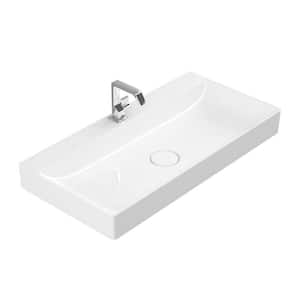 Vision 6490 WG Glossy White Ceramic Rectangle Vessel Bathroom Sink