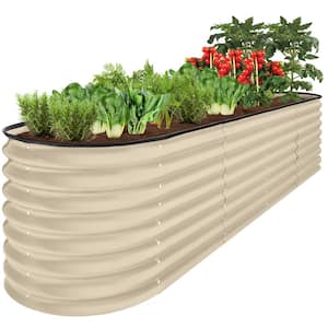 8 ft. x 2 ft. x 2 ft. Beige Oval Steel Raised Garden Bed Planter Box for Vegetables, Flowers, Herbs