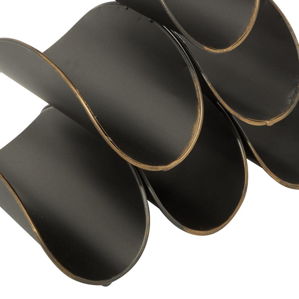 Black and Gold Metal 6 Bottle Wine Rack with Handle