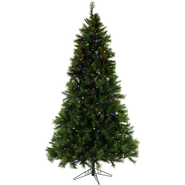 Fraser Hill Farm 6.5-ft. Pre-Lit Canyon Pine Green Artificial Artificial Christmas Tree, Multi-Color LED Lights