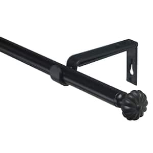 28 in. - 48 in. Adjustable Rod 5/8 in. Single Curtain Rod in Black with Pleated Finial