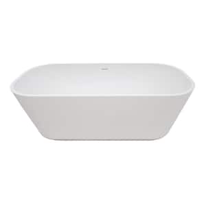 Amelia 65 in. Stone Resin Solid Surface Flatbottom Freestanding Bathtub in White