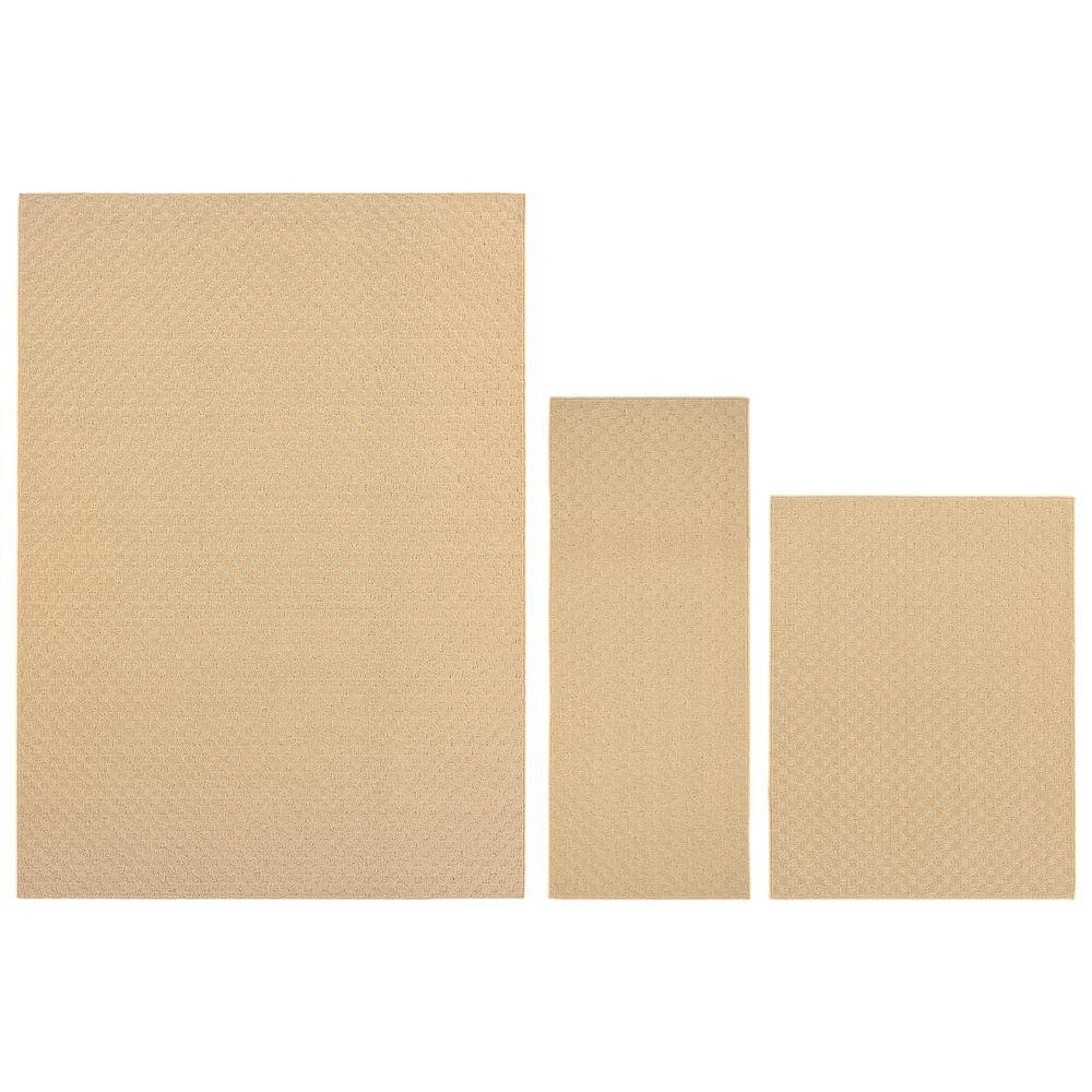 Garland Rug Medallion Tan 5 ft. x 7 ft. Geometric 3-Piece Rug Set ...
