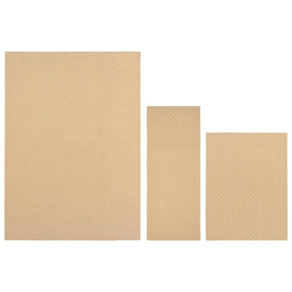 Medallion Tan 5 ft. x 7 ft. Geometric 3-Piece Rug Set