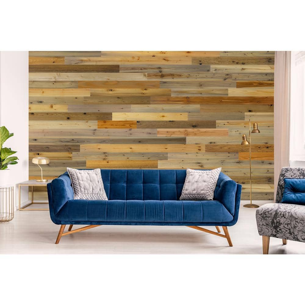 Reclaimed Wood Peel and Stick Wall Planks, 4" Wide, Multicolor